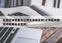 北京区块链重点公司名单排名榜[北京区块链技术应用协会官网]